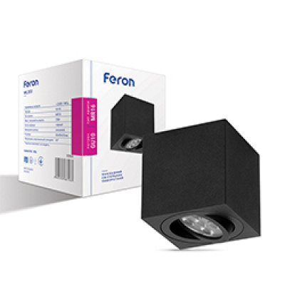 ML303 MR16/GU10 чорний, квадрат, поворотний, 80*80*90мм