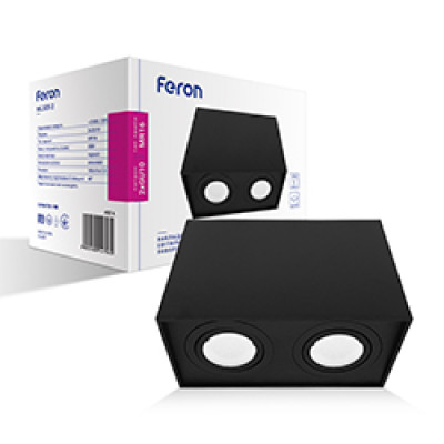 ML305-2 MR16/GU10 чорний, квадрат, подвійний, поворотний, 180*96*125мм