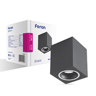 ML303-A MR16/GU10 чорний, квадрат, 80*100мм