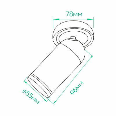 ML316 MR16/G5.3 чорний, поворотний, Ф55*130мм