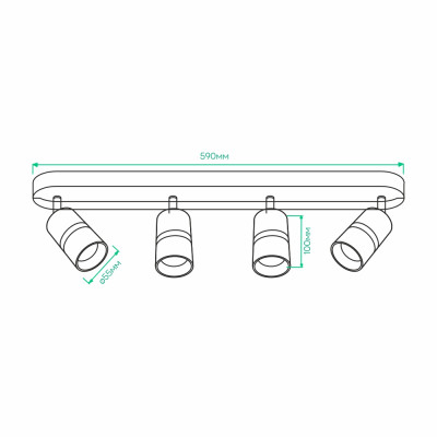 ML312-4 MR16/GU10, білий+золото, четверний, поворотний, 4 x Ф55*100мм BAMBOO