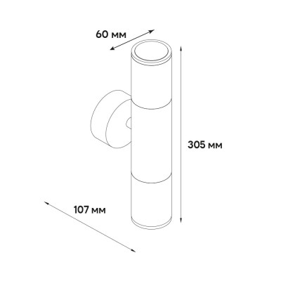 DH0142ARD 230V без лампи 2*GU10, чорний 60*107*305mm IP54 TOBY