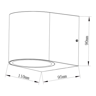 DH0130ARD 230V без лампи 2*GX53, чорний 110*98*90mm IP54 HALL