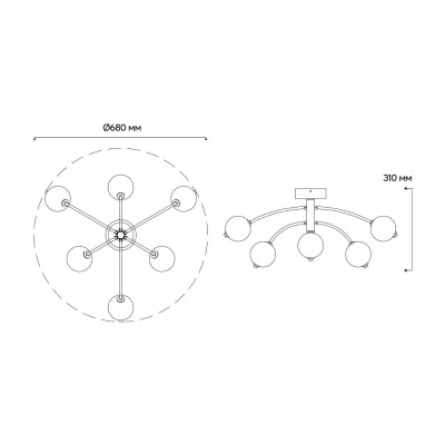 AL6477-1ARD 60W 5760Lm 3000K-6000K 680*680*300mm чорний PRIMA NERO