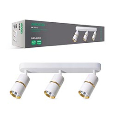 ML312-3 MR16/GU10, білий+золото, потрійний, поворотний, 3 x Ф55*100мм BAMBOO
