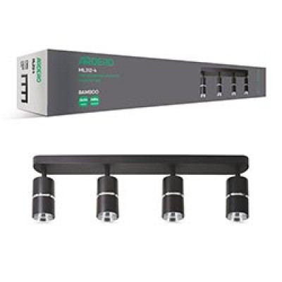 ML312-4 MR16/GU10, чорний+хром, четверний, поворотний, 4 x Ф55*100мм BAMBOO