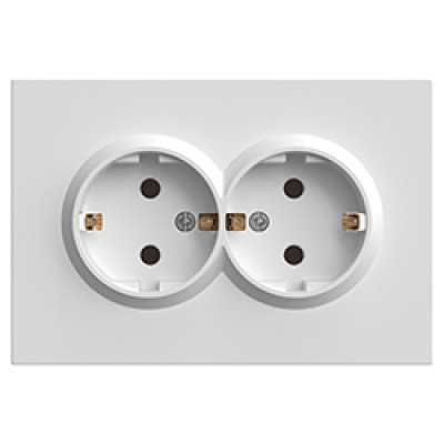 ER122-W розетка подвійна із заземленням білий 16А Soft