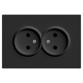 ER112-B розетка подвійна без заземлення чорний 16А Soft