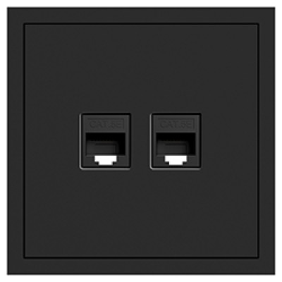 ER152PC-B розетка комп’ютерна подвійна, механізм чорний Soft