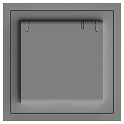 ER131-G розетка із заземленням, кришкою та шторками, механізм сірий 16А Soft