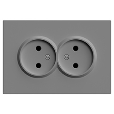 ER112-G розетка подвійна без заземлення сірий 16А Soft
