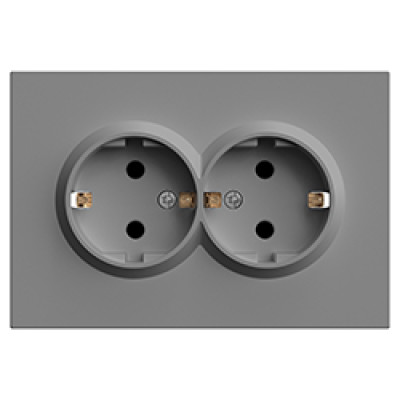 ER122-G розетка подвійна із заземленням сірий 16А Soft