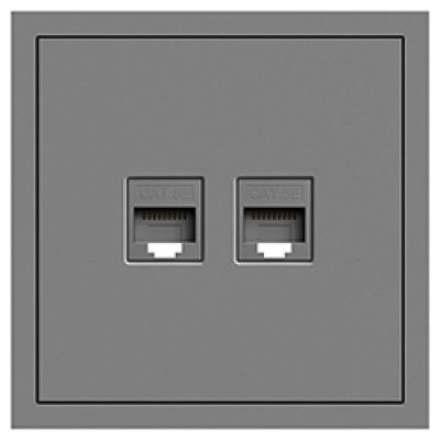 ER152PC-G розетка комп’ютерна подвійна, механізм сірий Soft