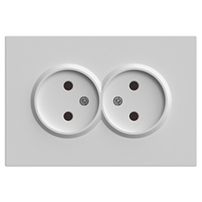 ER112-S розетка подвійна без заземлення срібло 16А Soft