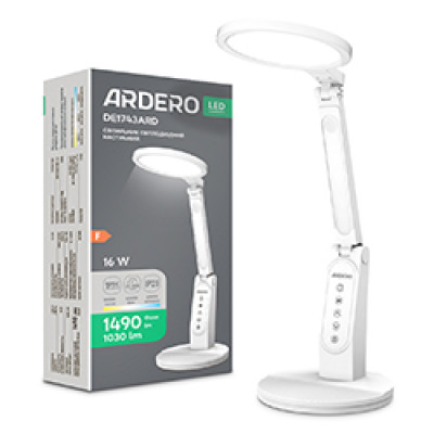 DE1743ARD настільний світильник білий 16W 1030LM 3000K-4000K-6000K (20*25,3*48,2cm) IP20