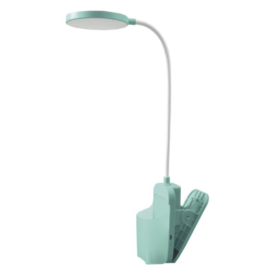 TGX-7079 настільний акум. світильник 5W 260Lm 3000K-6500K, 2400mA, USB (1,2м), зелений, на прищіпці