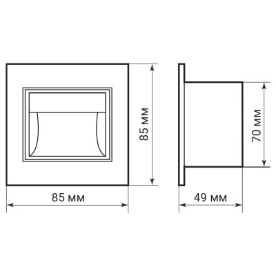 DH1010ARD 230V 3W 30Lm 3000K квадрат 85*85*49mm білий IP54 LEVEL