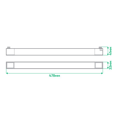 AL122 30W 4000К 120 град чорний 478*33*41 мм