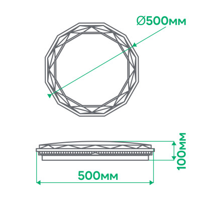 AL6050ARD 72W коло 5400Lm 2700K-6500K 500*500*100mm LEGEND