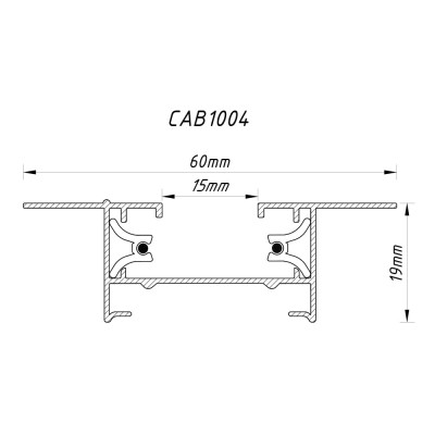 CAB1004 шинопровід однофазний вбудований для трекових світильників, чорний 2м