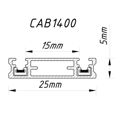 CAB1400 ULTRA чорний 2м накладний шинопровід 2000*25*5.5 мм