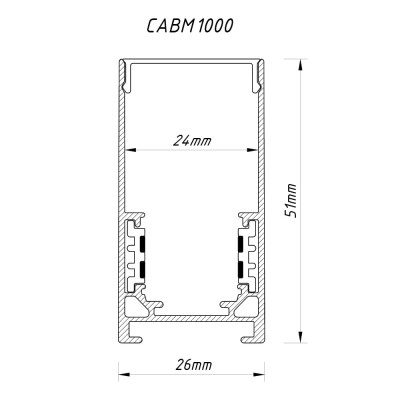 CABM1000 чорний 2м накладний Шинопровід для низьковольтних трекових світильників