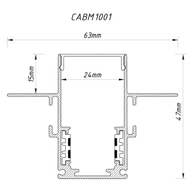 CABM1001 чорний 1м вбудований Шинопровід для низьковольтних трекових світильників