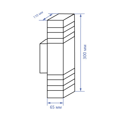 DH0807 230V без лампи 2*Е27 IP54 чорний 110*65*300
