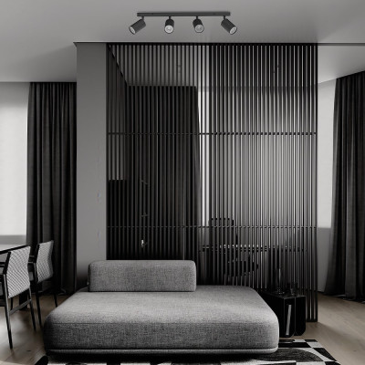 ML314-4 MR16/GU10, чорний, четверний, поворотний, 550*54*130 мм  LC