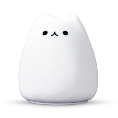 Нічник силіконовий SNL-С01ARD котик білий RGB 3*ААА